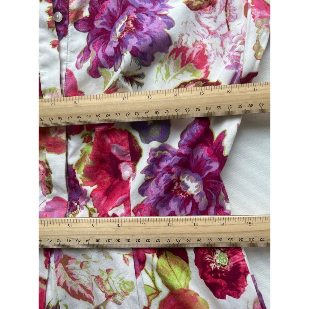 Eliza J Floral Dress Midi Women 4 Pink Purple Fit Flare Belt Pocket Lined Cotton - Picture 3 of 11